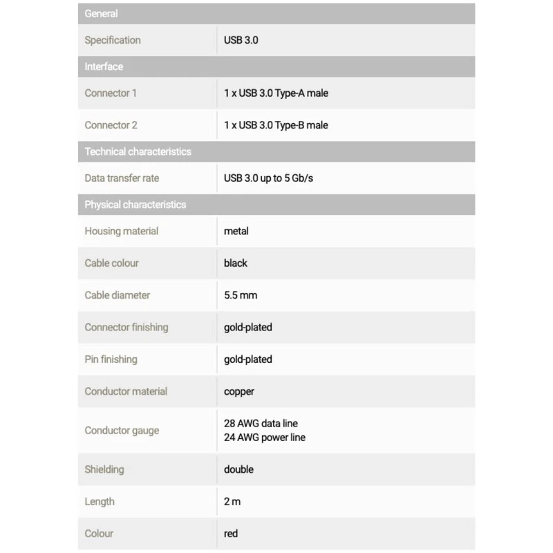 PegasusAstro USB-Cable Premium 1x USB3.0 Type-B 2m 3 PegasusAstro USB-Cable Premium 1x USB3.0 Type-B 2m - Image 3