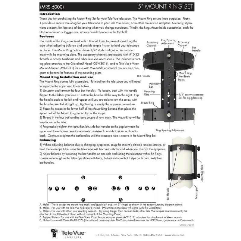 TeleVue Mount Ring Set For 5" Dia. Tube 2 TeleVue Mount Ring Set For 5" Dia. Tube - Image 2