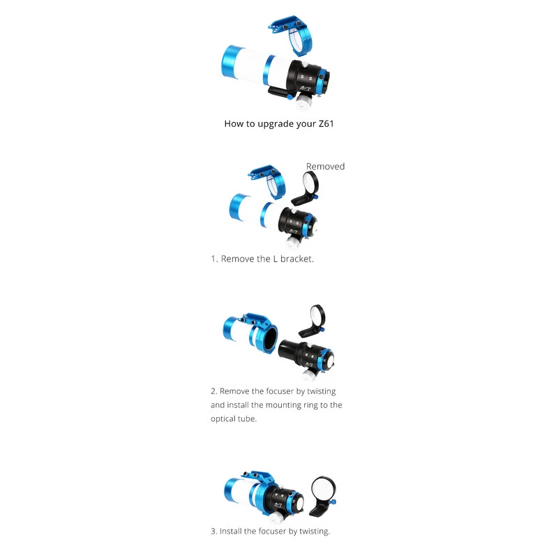 William Optics Tube Clamps Mounting Ring And CAT Handle Bar Kit For ZenithStar 61 Version I 2 William Optics Tube Clamps Mounting Ring And CAT Handle Bar Kit For ZenithStar 61 Version I - Image 2